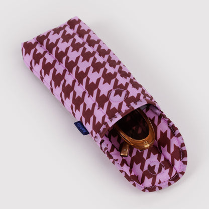 Baggu | Puffy Glasses Sleeve - Pink Houndstooth