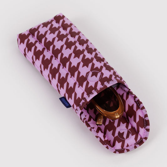 Baggu | Puffy Glasses Sleeve - Pink Houndstooth