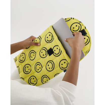 PUFFY LAPTOP SLEEVE - YELLOW HAPPY