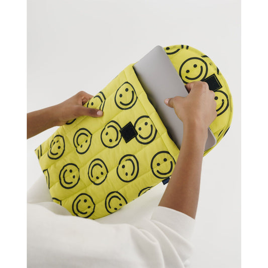 PUFFY LAPTOP SLEEVE - YELLOW HAPPY