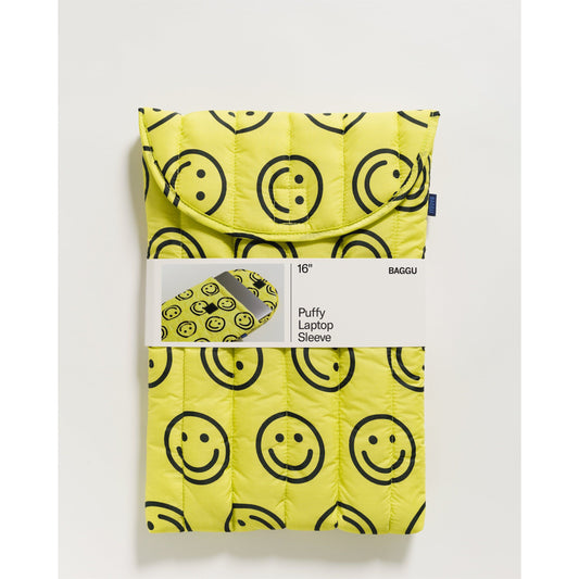 PUFFY LAPTOP SLEEVE - YELLOW HAPPY