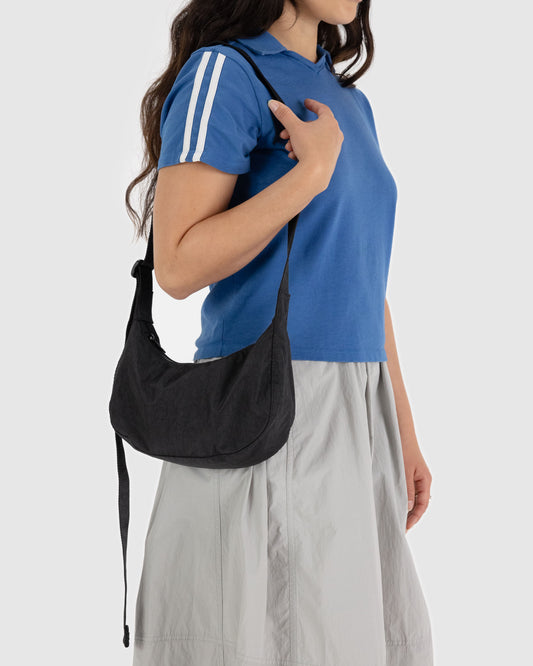 SMALL NYLON CRESCENT BAG - BLACK