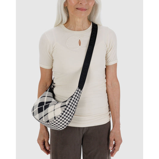 Small Nylon Crescent Bag - Mixed Plaid