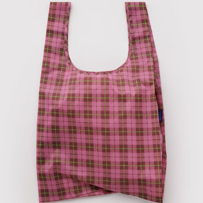 Baggu | 'Standard' Reusable Shopper Azalea Pink Tartan