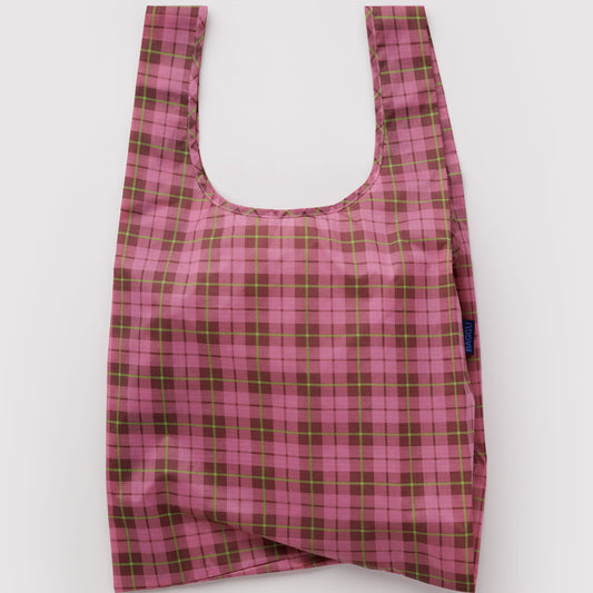 Baggu | 'Standard' Reusable Shopper Azalea Pink Tartan