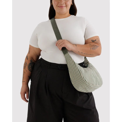 Baggu | Medium Nylon Crescent Bag - Sage Stripe