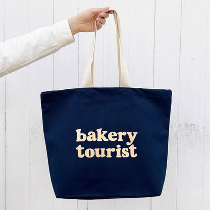 Alphabet Bag | ‘Bakery Tourist’ Canvas – Navy Blue Tote Bag - The Malo Life