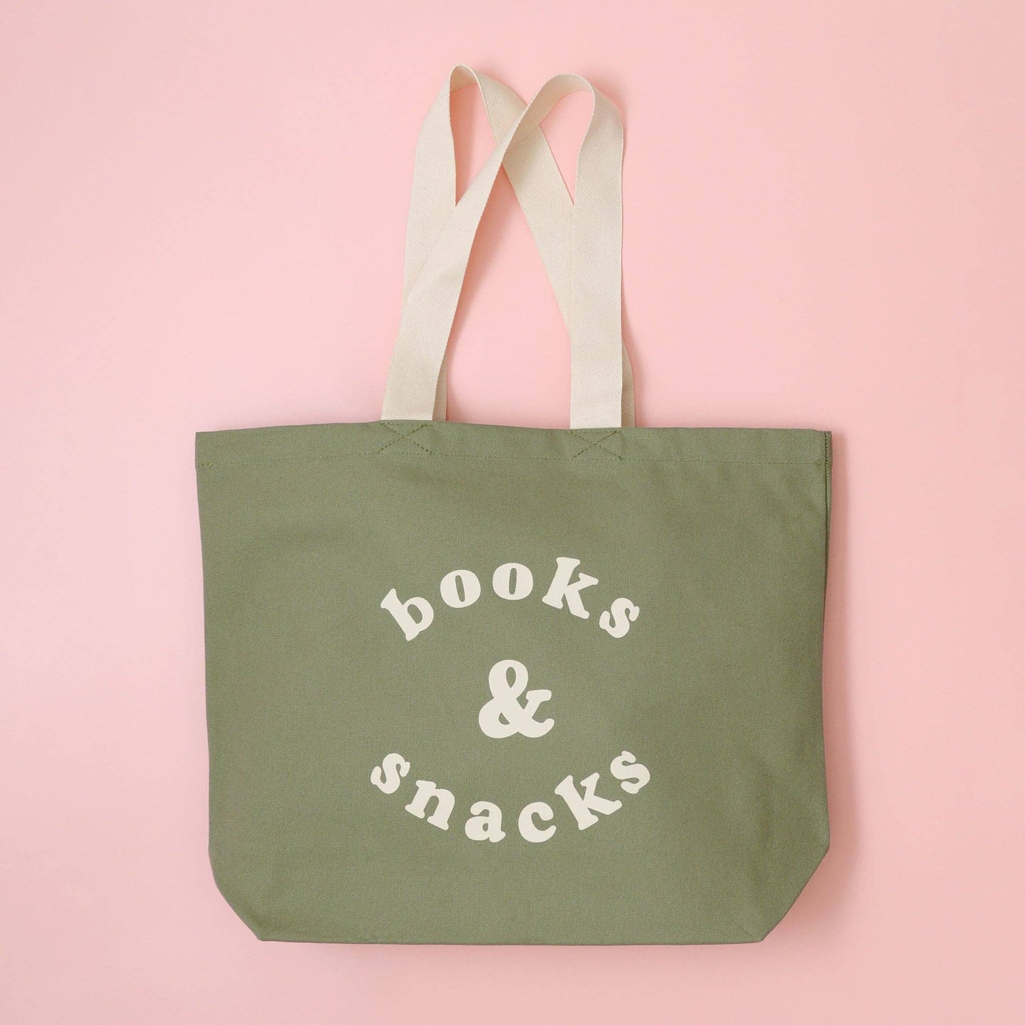 Alphabet Bag | Books & Snacks - Olive Green Canvas Tote Bag - The Malo Life