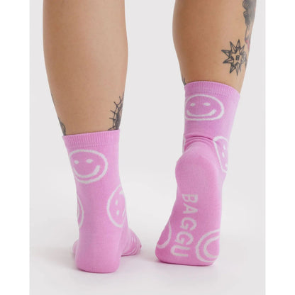 Baggu | Crew Sock - Pink Happy - The Malo Life
