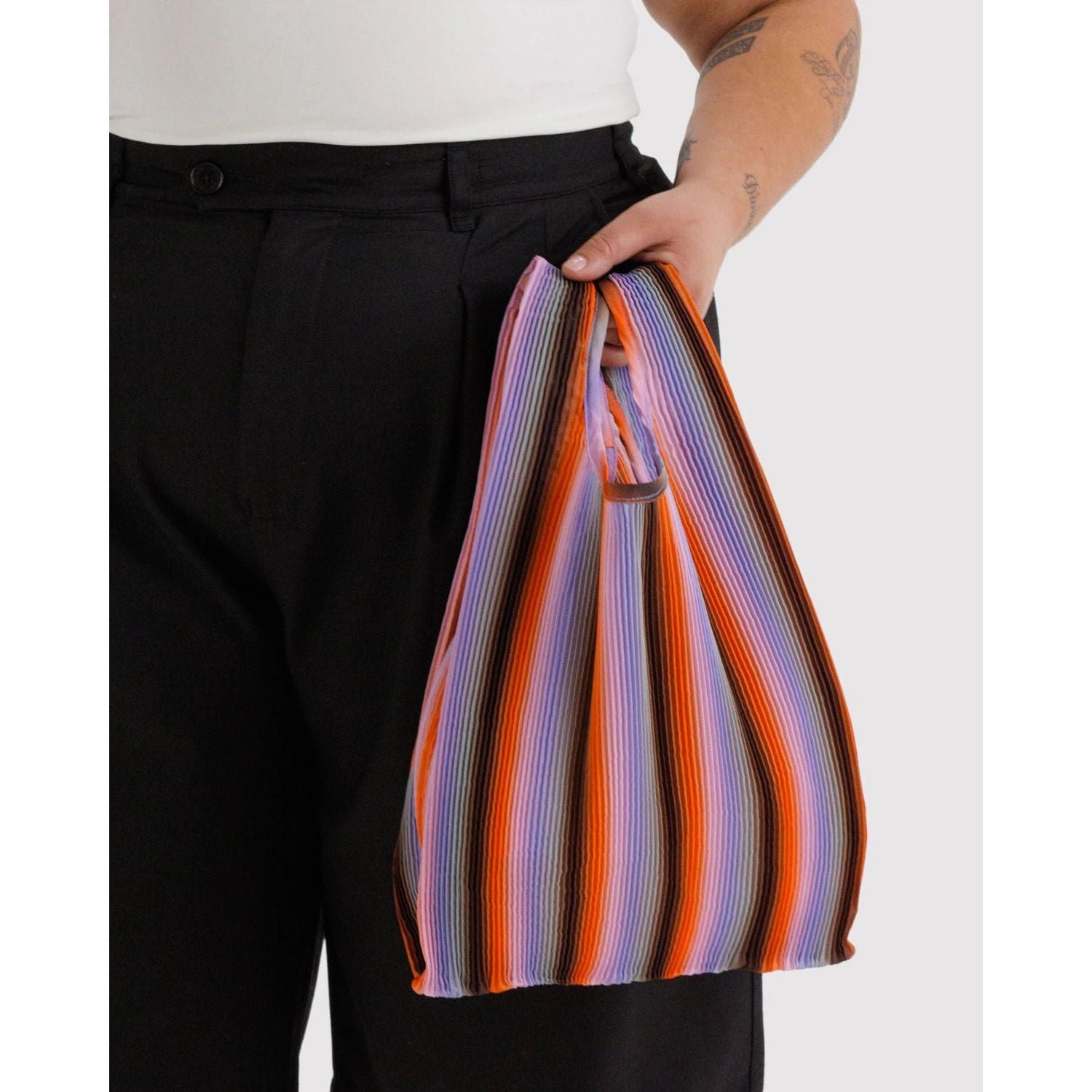 Baggu | Pleated Baby Shopper - Gradient Stripe Poppy & Lilac - The Malo Life