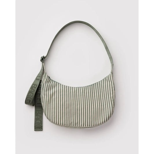 Baggu | Medium Nylon Crescent Bag - Sage Stripe