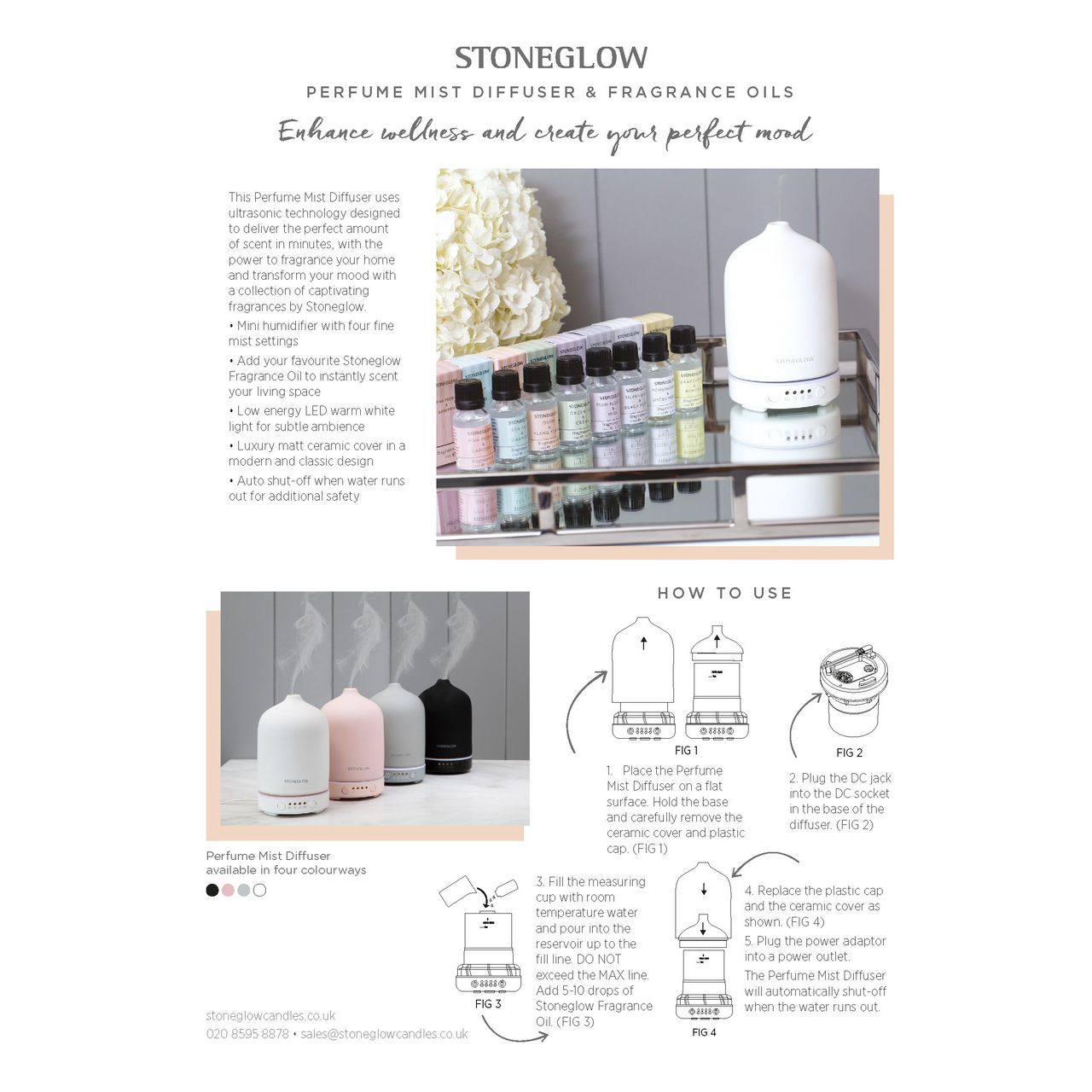 Stoneglow | Perfume Mist Diffuser White - The Malo Life